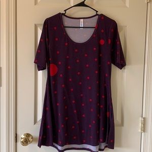 Lularoe Perfect Tee. Purple with red polka dots
